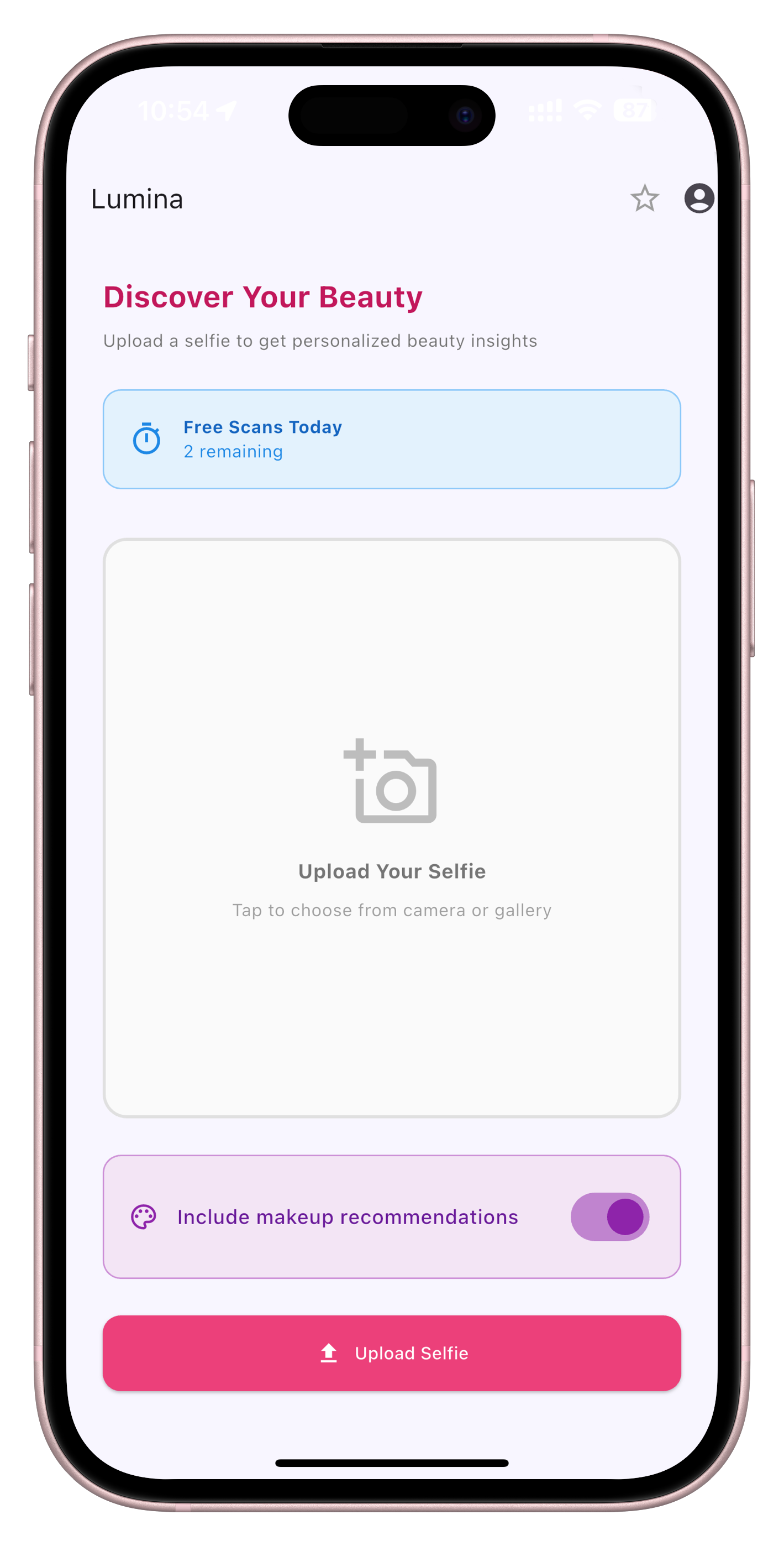 Lumina Upload Screen